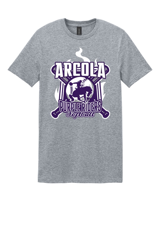 Arcola Purple Riders - Softball - Design 05 - T-Shirt - Gildan 64000 - Sport Grey - Flat Front