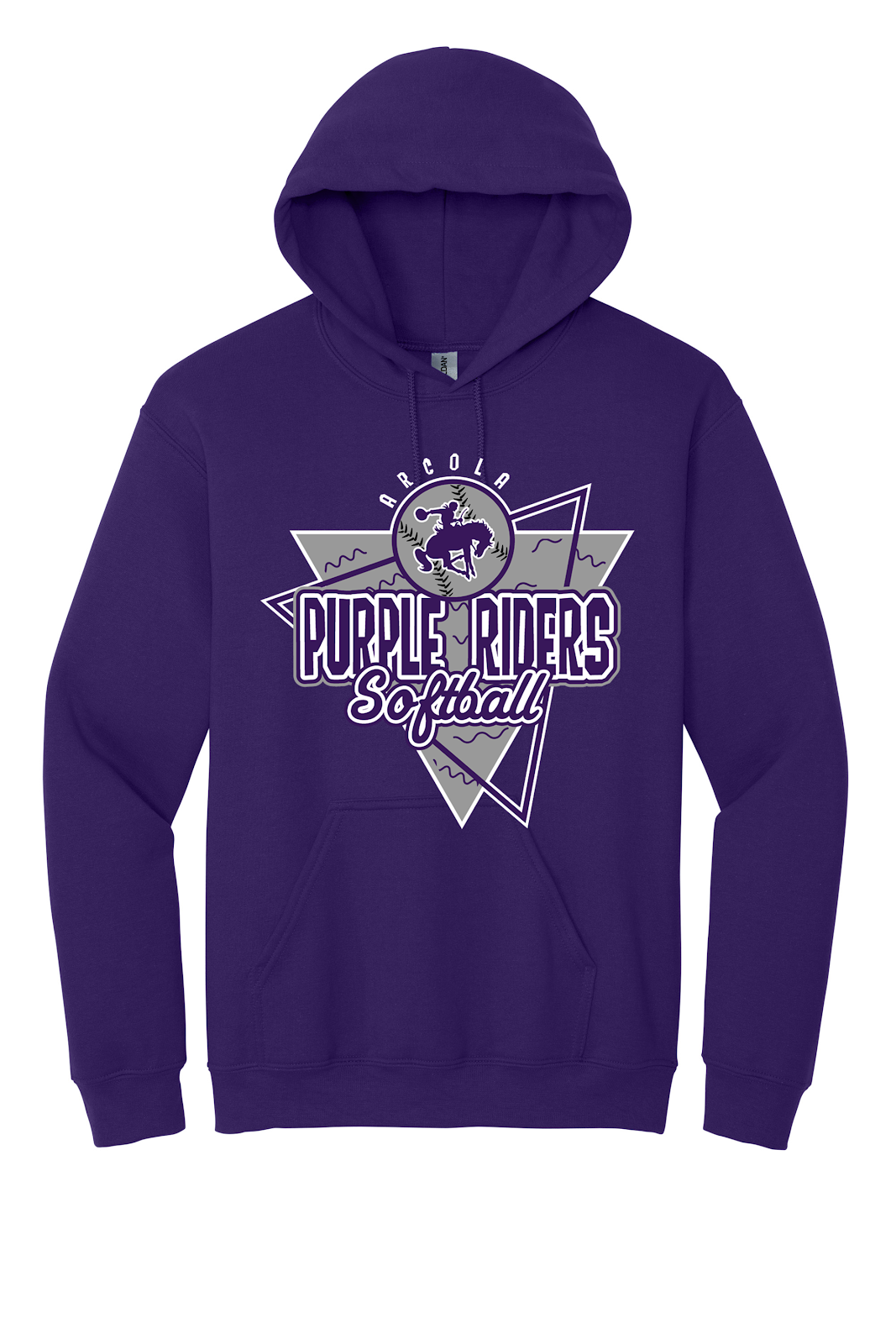 Arcola Purple Riders - Softball - Design 01 - Hoodies - Gildan 18500 - Purple - Flat Front