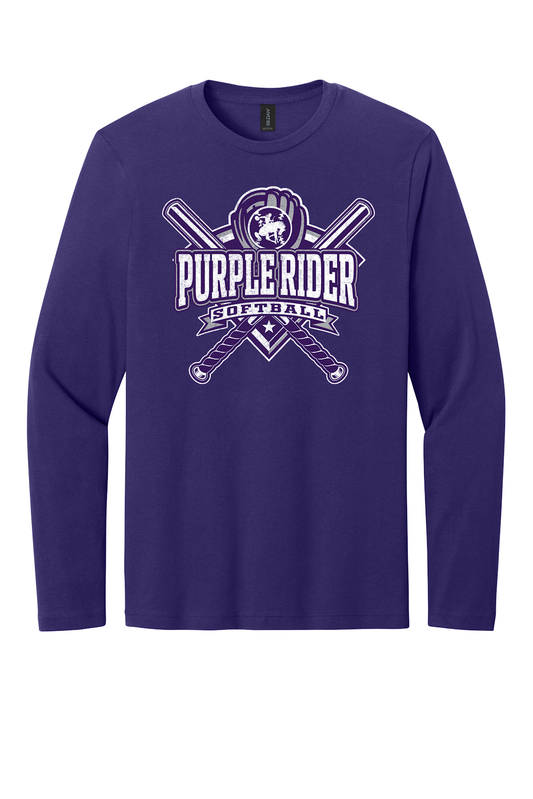 Arcola Purple Riders - Softball - Design 03 - Long Sleeve T - Gildan 64400 - Purple - Flat Front