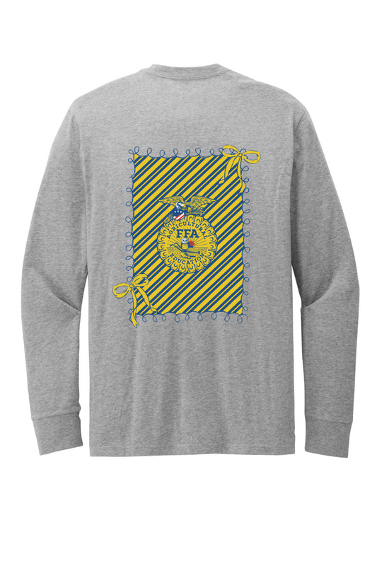 Tuscola FFA 2026 DT109 Light Heather Grey Emblem Logo long sleeve tee back