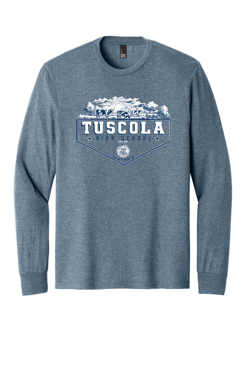 Tuscola FFA 2026 DM132 Flint Blue Heather Tuscola Logo long sleeve tee