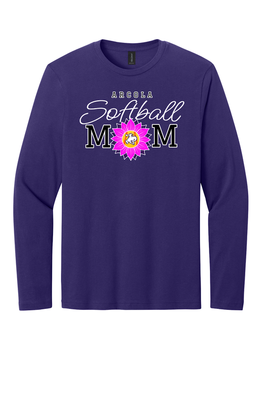 Arcola Purple Riders - Softball - Design 02 - Long Sleeve T - Gildan 64400 - Purple - Flat Front