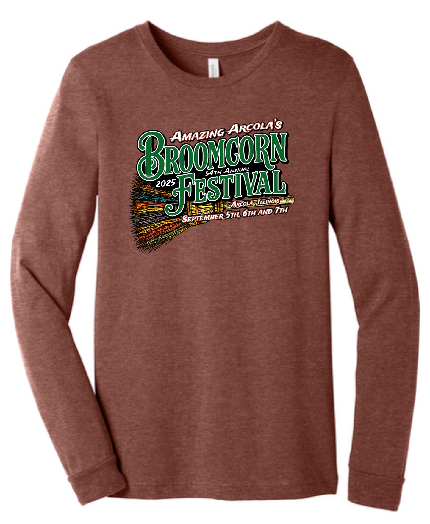 Broomcorn Festival 2025 - Long Sleeve T-shirt - Heather Clay - BC3501cvc