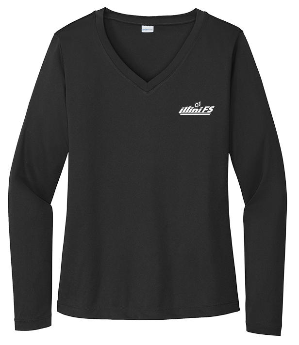Illini FS - Horizontal - Sport-Tek Ladies Long Sleeve PosiCharge Competitor V-Neck Tee - LST353LS