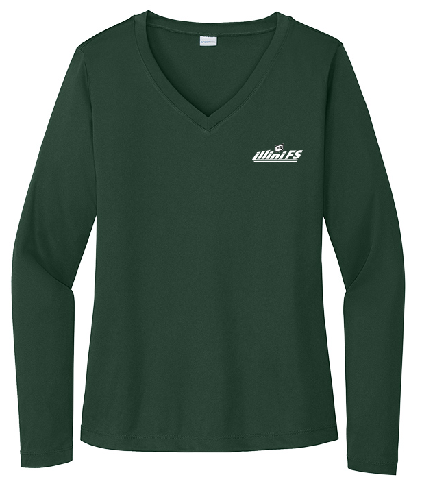 Illini FS - Horizontal - Sport-Tek Ladies Long Sleeve PosiCharge Competitor V-Neck Tee - LST353LS