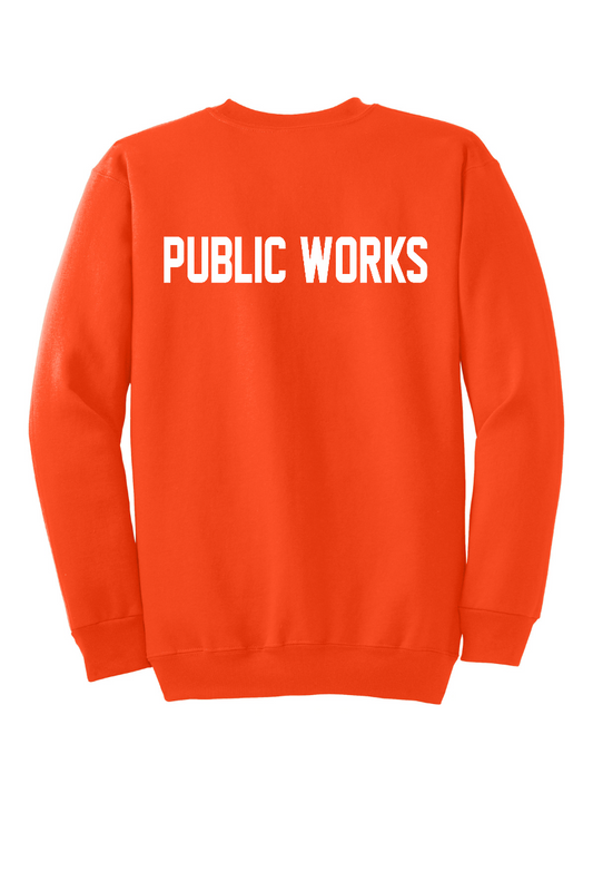 Tuscola Public Works Essential Fleece Crewneck Sweatshirt PC90 - back, PUBLIC WORKS print