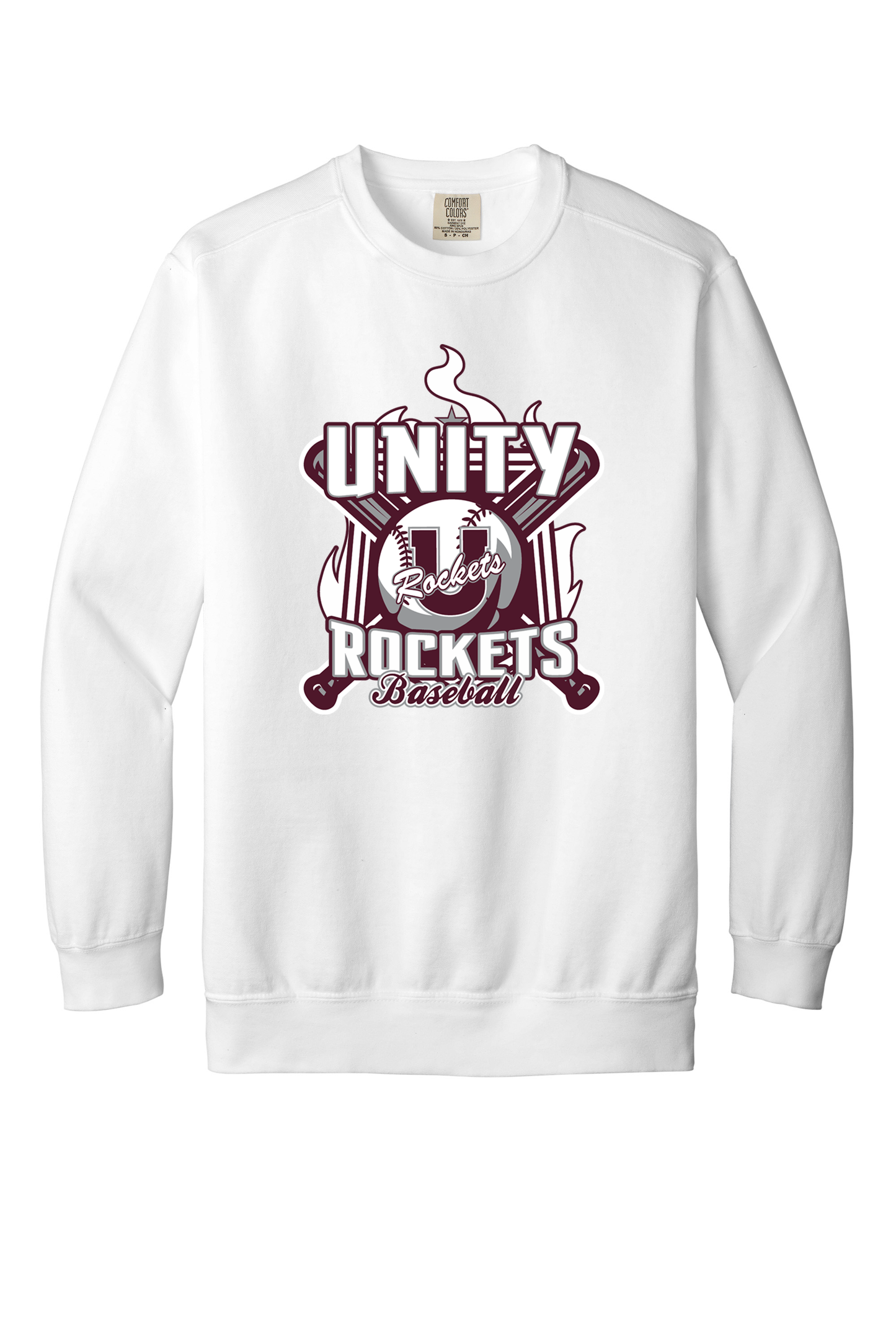 Unity - Baseball - Design 05 - Crewneck Sweatshirt - Comfort Color 1566 - White