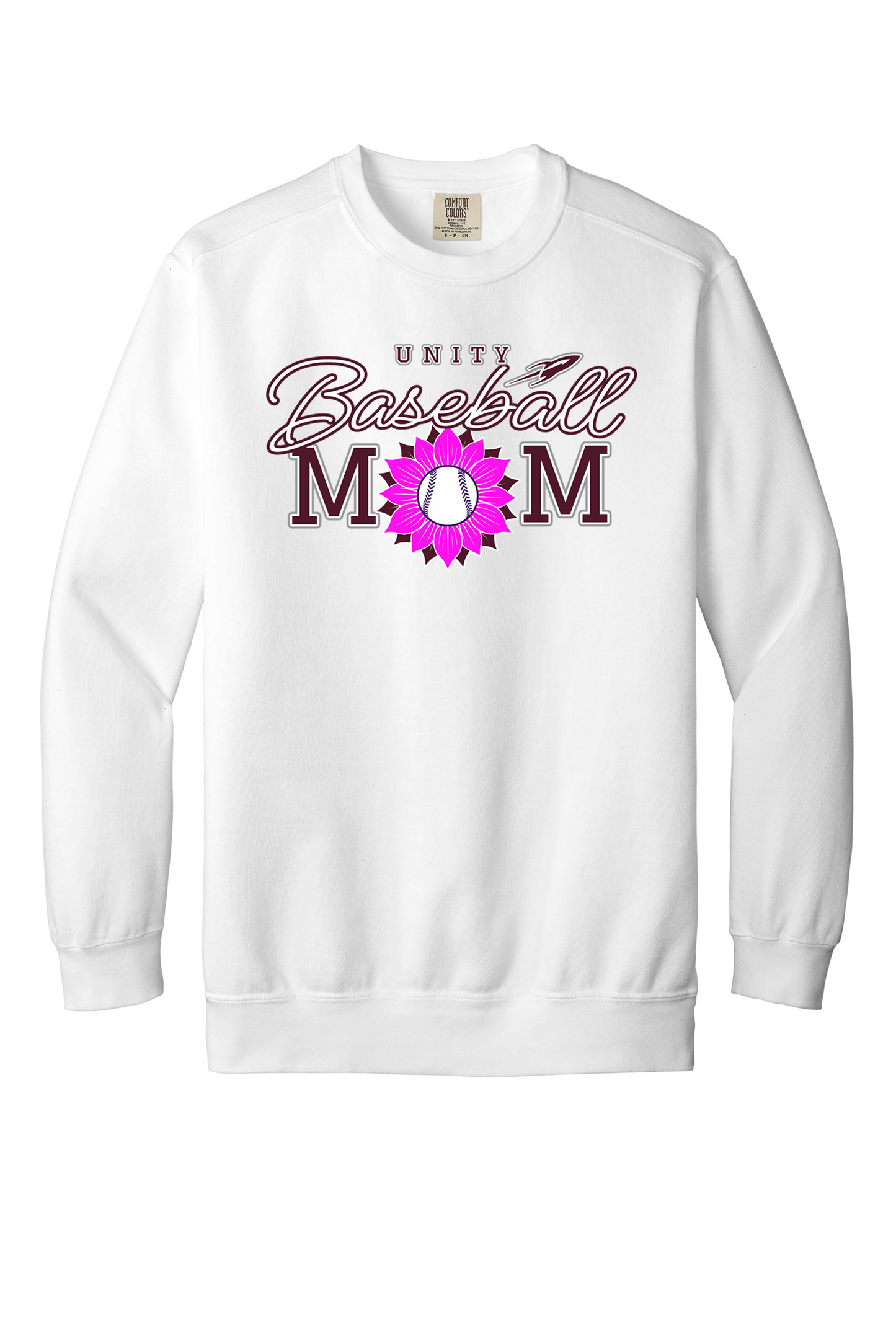 Unity - Baseball - Design 2 - Crewneck Sweatshirt - Comfort Color 1566 - White