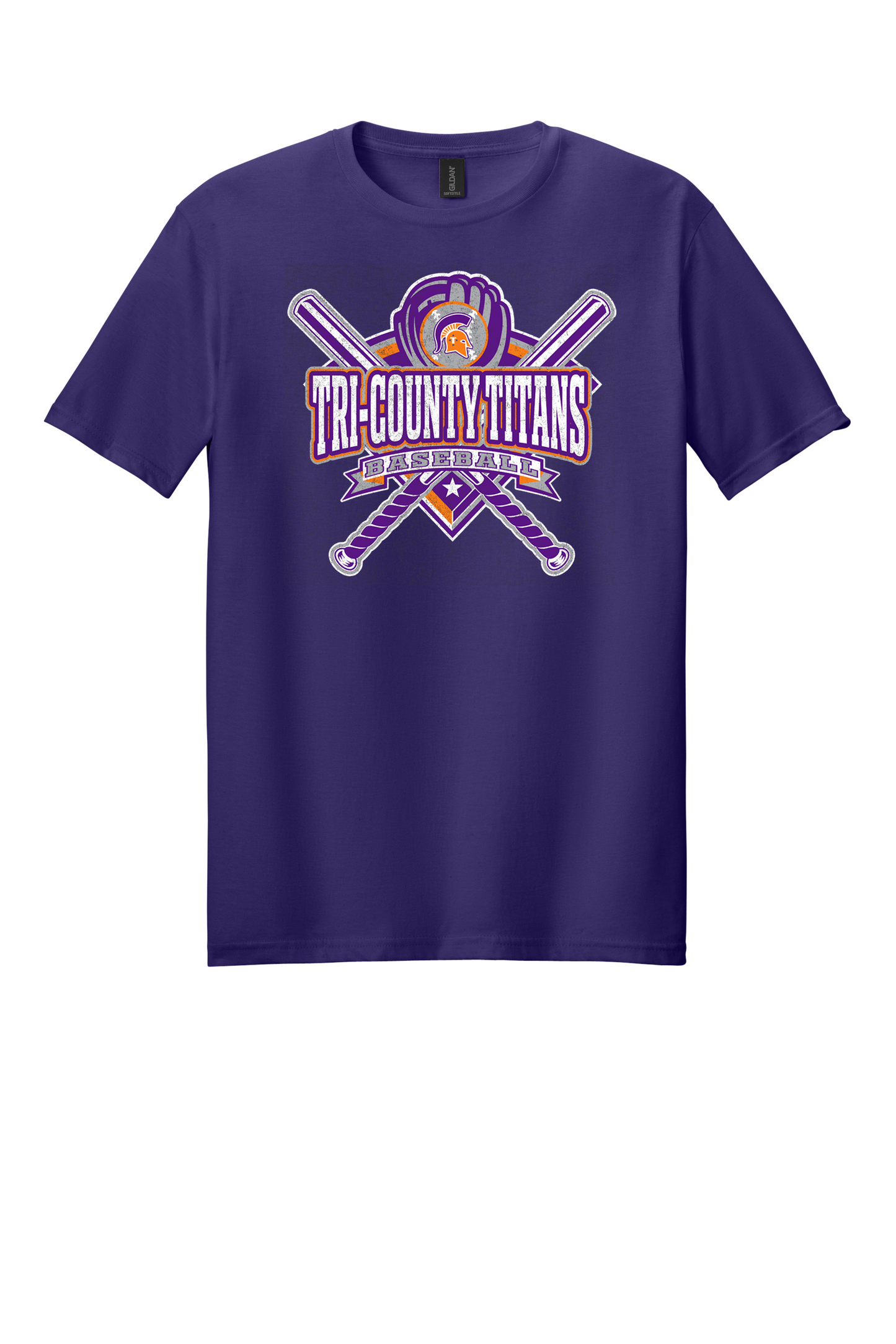 Tri-County - Baseball - Design 3 - T-shirt - Gildan 64000 - Team Purple