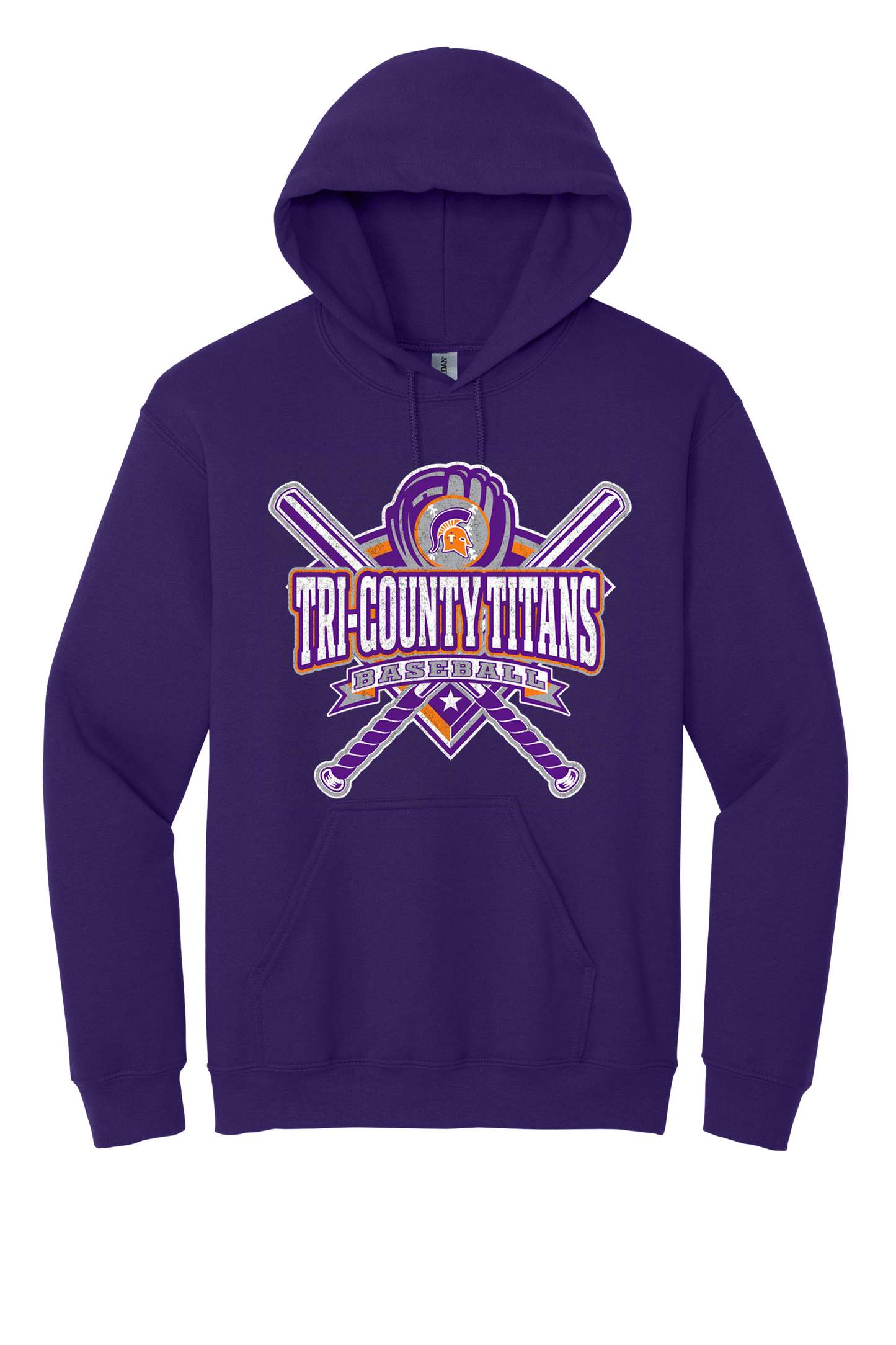 Tri-County - Baseball - Design 03 - Hooded Sweatshirt - Gildan 18500 - Team Purple