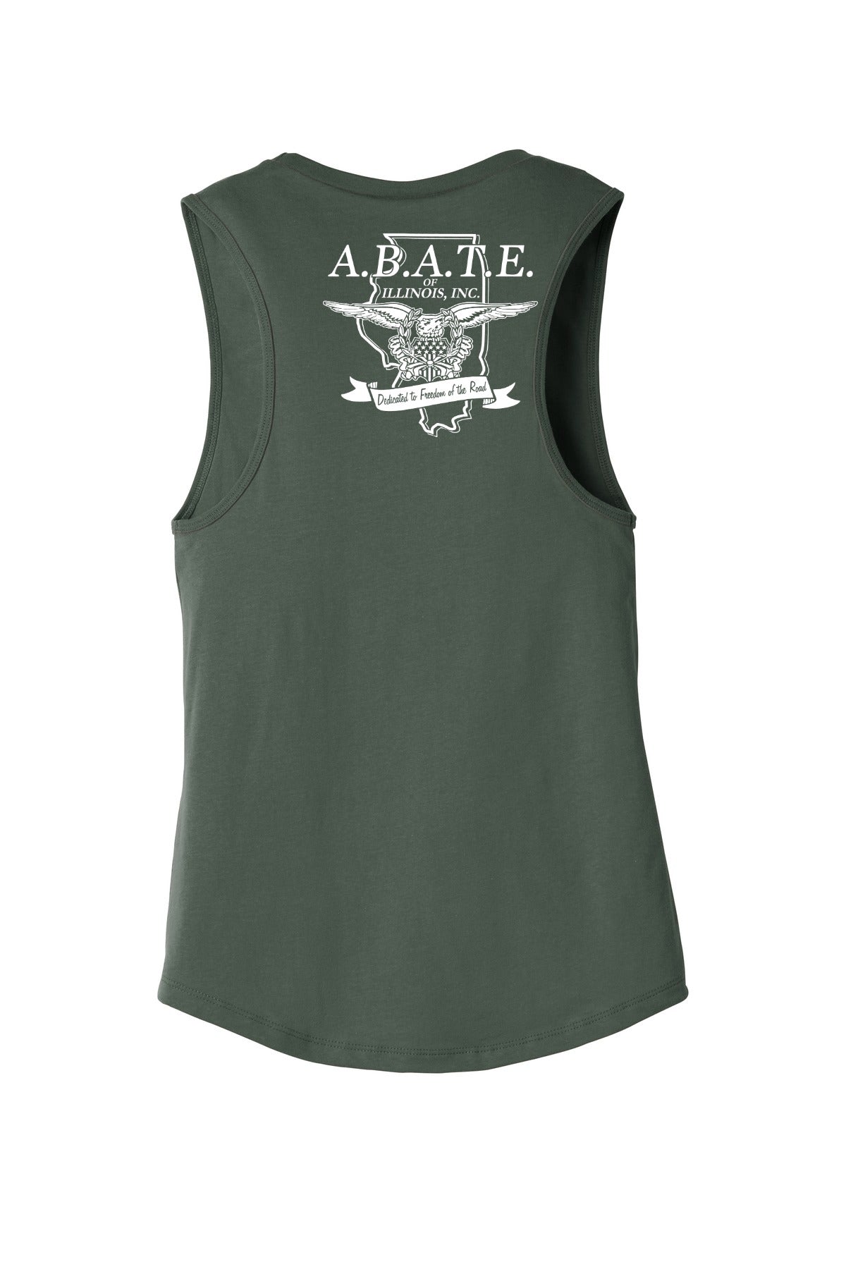 Abate Design 01 Bella + Canvas Women's Jersey Muscle Tank Military Green back