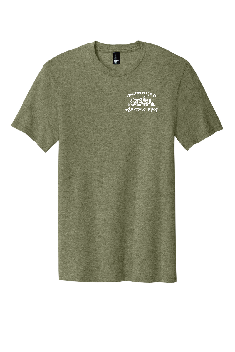 Arcola FFA Tradition design, front of Military Green Frost tee