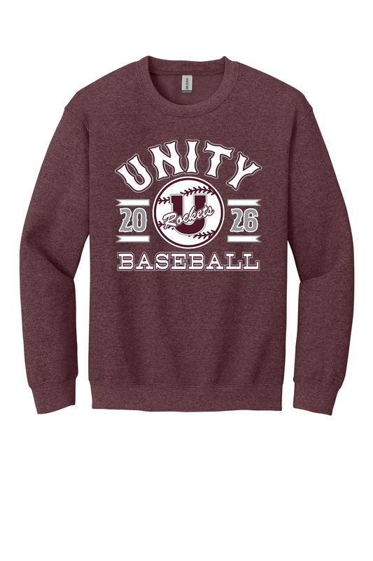 Unity - Baseball - Design 04 - Crewneck Sweatshirt - Gildan 18000 - Heather Dark Maroon