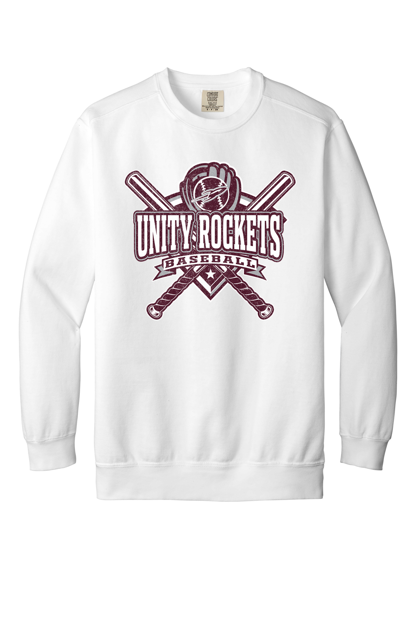 Unity - Baseball - Design 3 - Crewneck Sweatshirt - Comfort Color 1566 - White