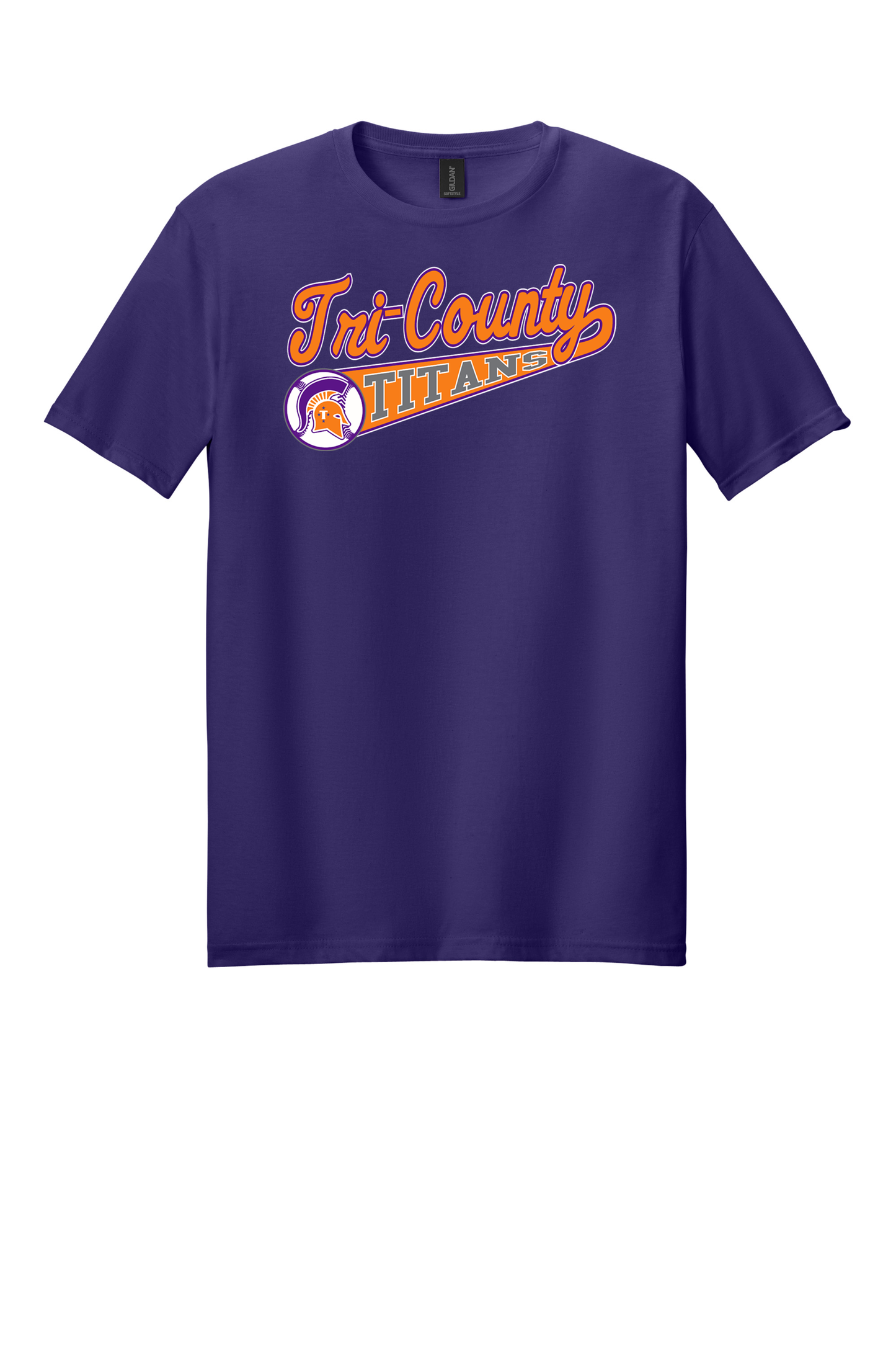 Tri-County - Baseball - Design 1 - T-shirt - Gildan 64000 - Team Purple
