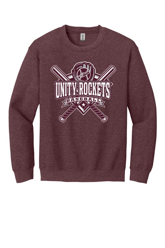 Unity - Baseball - Design 3 - Crewneck Sweatshirt - Gildan 18000 - Heather Dark Maroon