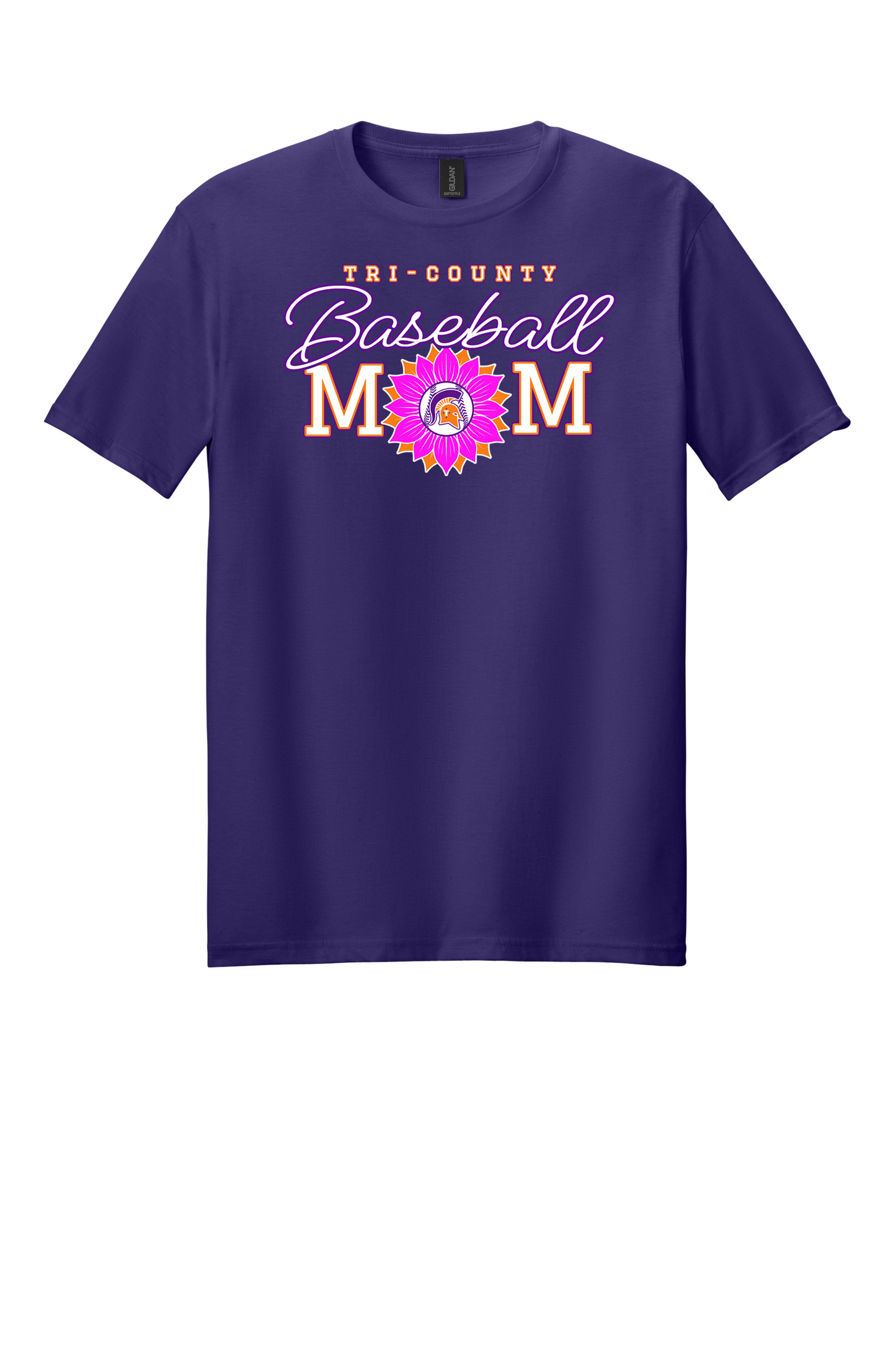 Tri-County - Baseball - Design 02 - T-shirt - Gildan 64000 - Team Purple