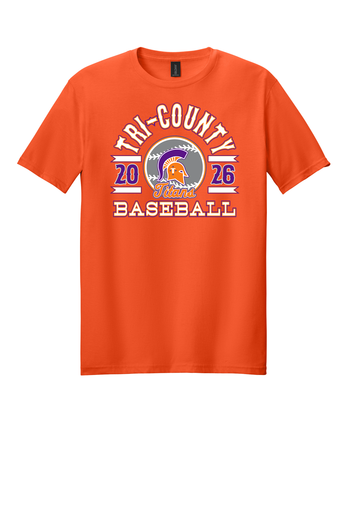 Tri-County - Baseball - Design 04 - T-shirt - Gildan 64000 - Orange