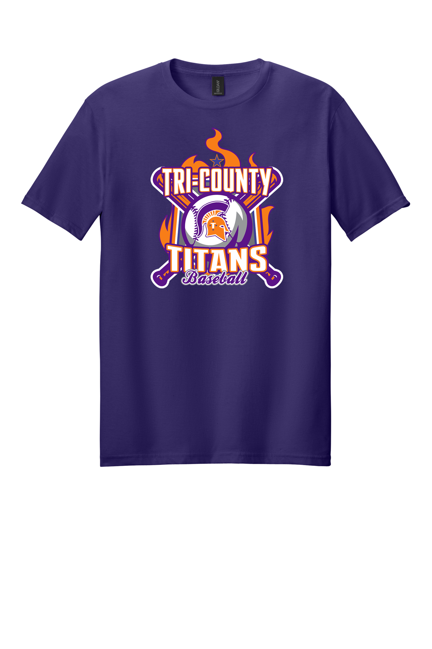 Tri-County - Baseball - Design 05 - T-shirt - Gildan 64000 - Team Purple
