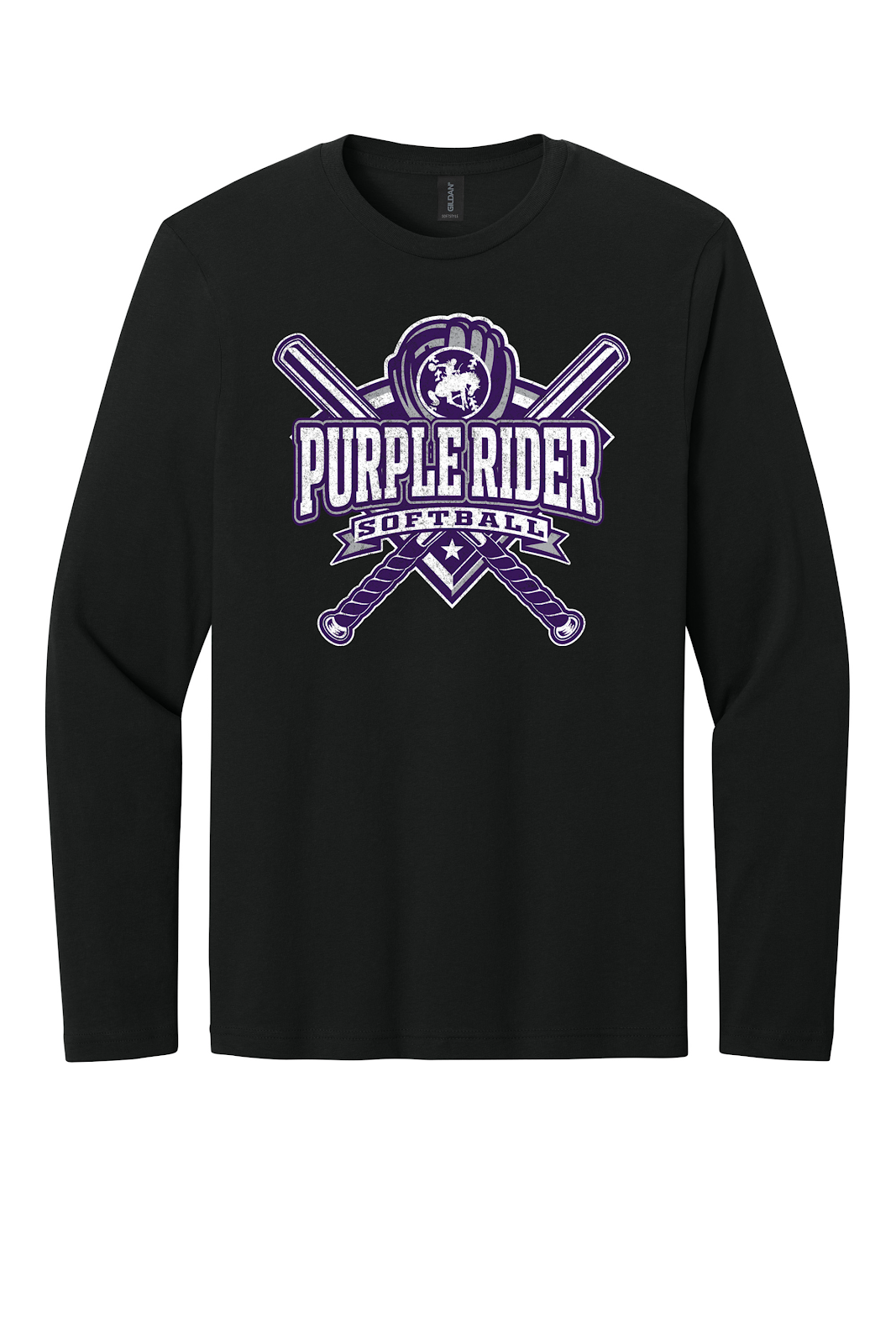 Arcola Purple Riders - Softball - Design 03 - Long Sleeve T - Gildan 64400 - Black