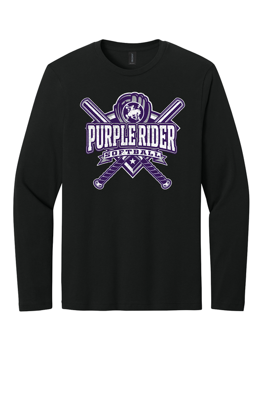 Arcola Purple Riders - Softball - Design 03 - Long Sleeve T - Gildan 64400 - Black