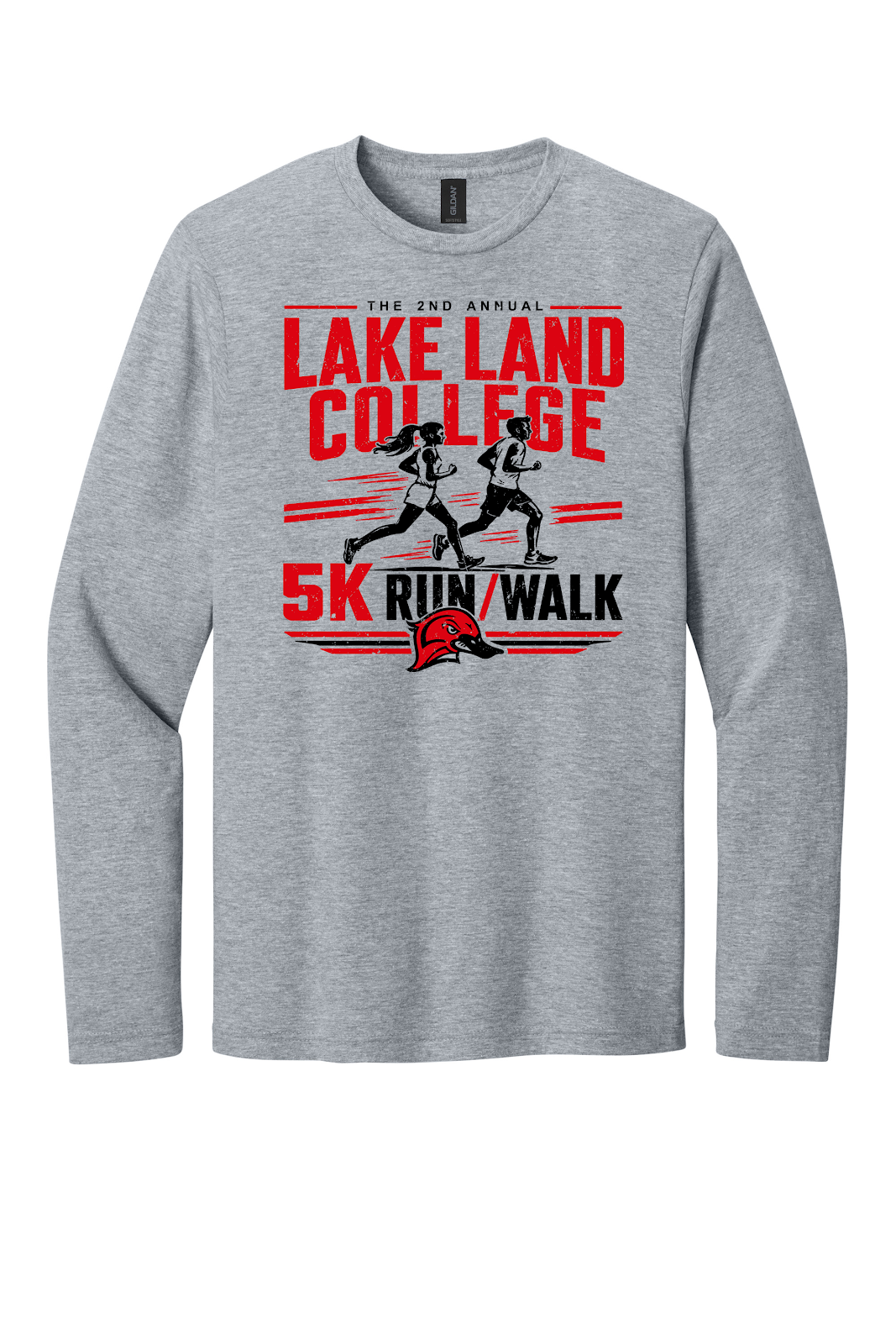 Lakeland College2 - 2026 5k Run Walk - Design 01 - Long Sleeve T - Gildan 64400 - Sport Grey