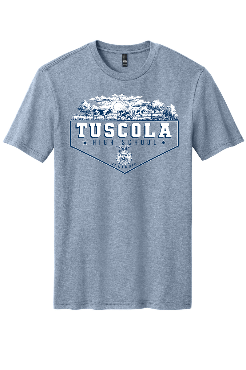 Tuscola FFA 2026 DM108 Flint Blue Heather Tuscola Logo short sleeve tee