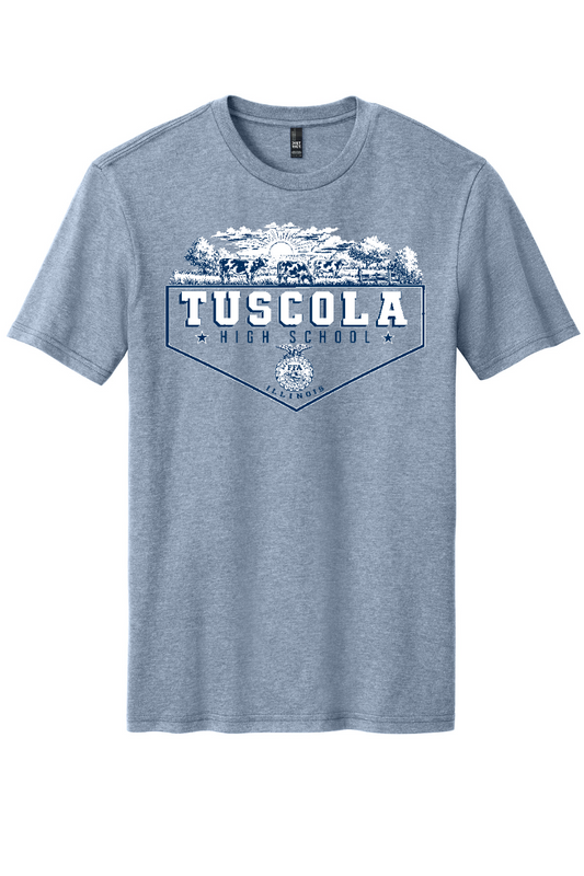 Tuscola FFA 2026 DM108 Flint Blue Heather Tuscola Logo short sleeve tee