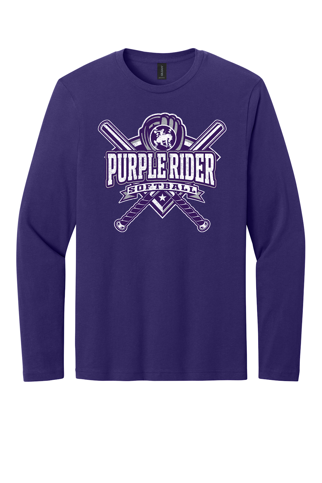 Arcola Purple Riders - Softball - Design 03 - Long Sleeve T - Gildan 64400 - Purple - Flat Front