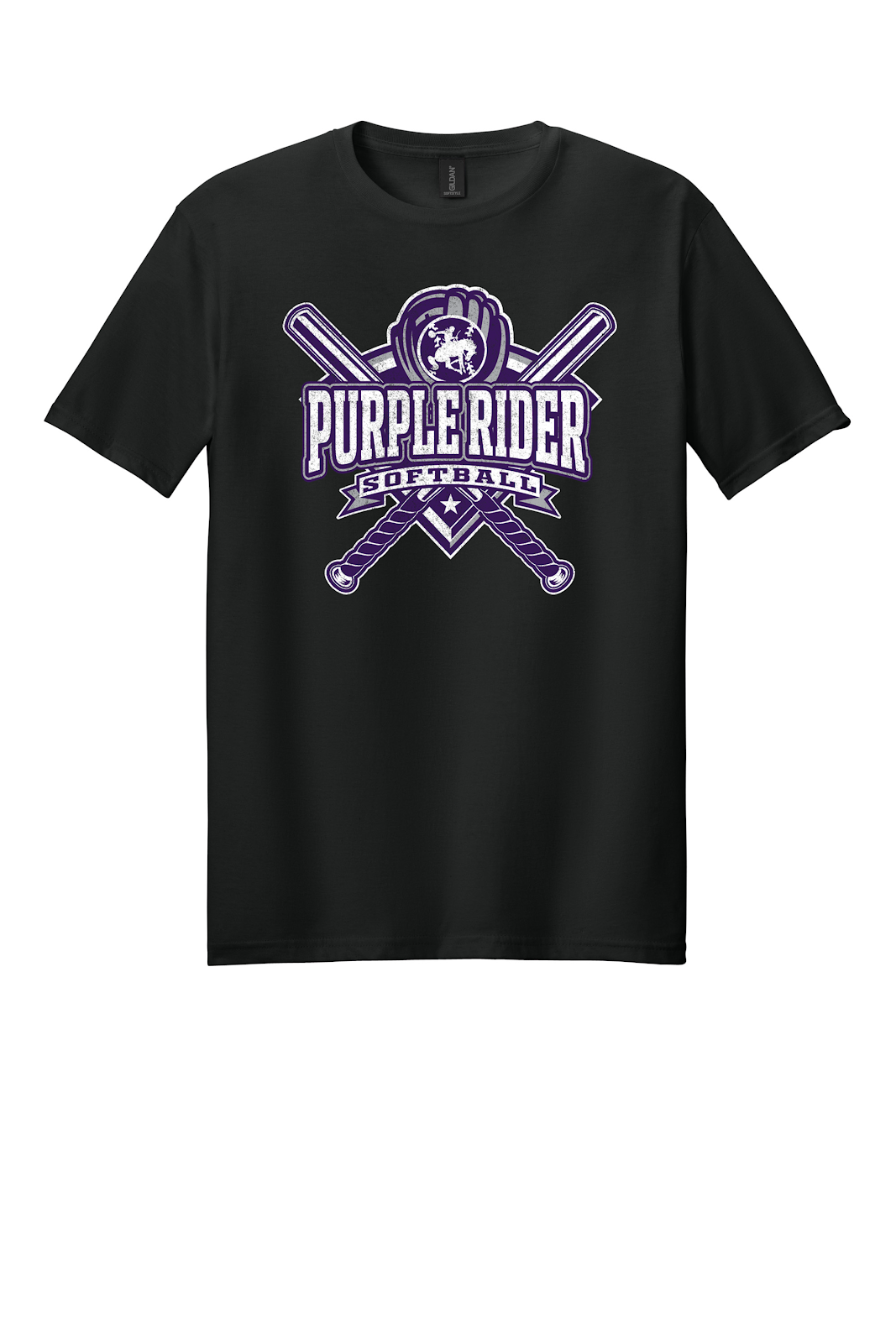 Arcola Purple Riders - Softball - Design 03 - T-Shirt - Gildan 64000 - Black