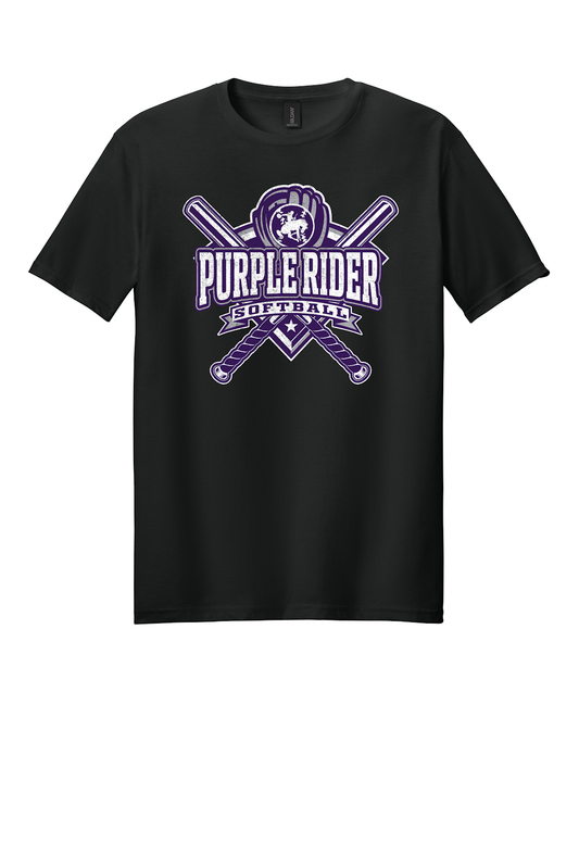 Arcola Purple Riders - Softball - Design 03 - T-Shirt - Gildan 64000 - Black