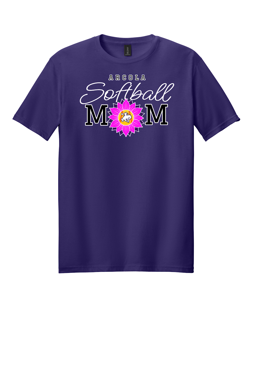Arcola Purple Riders - Softball - Design 02 - T-Shirt - Gildan 64000 - Purple - Flat Front