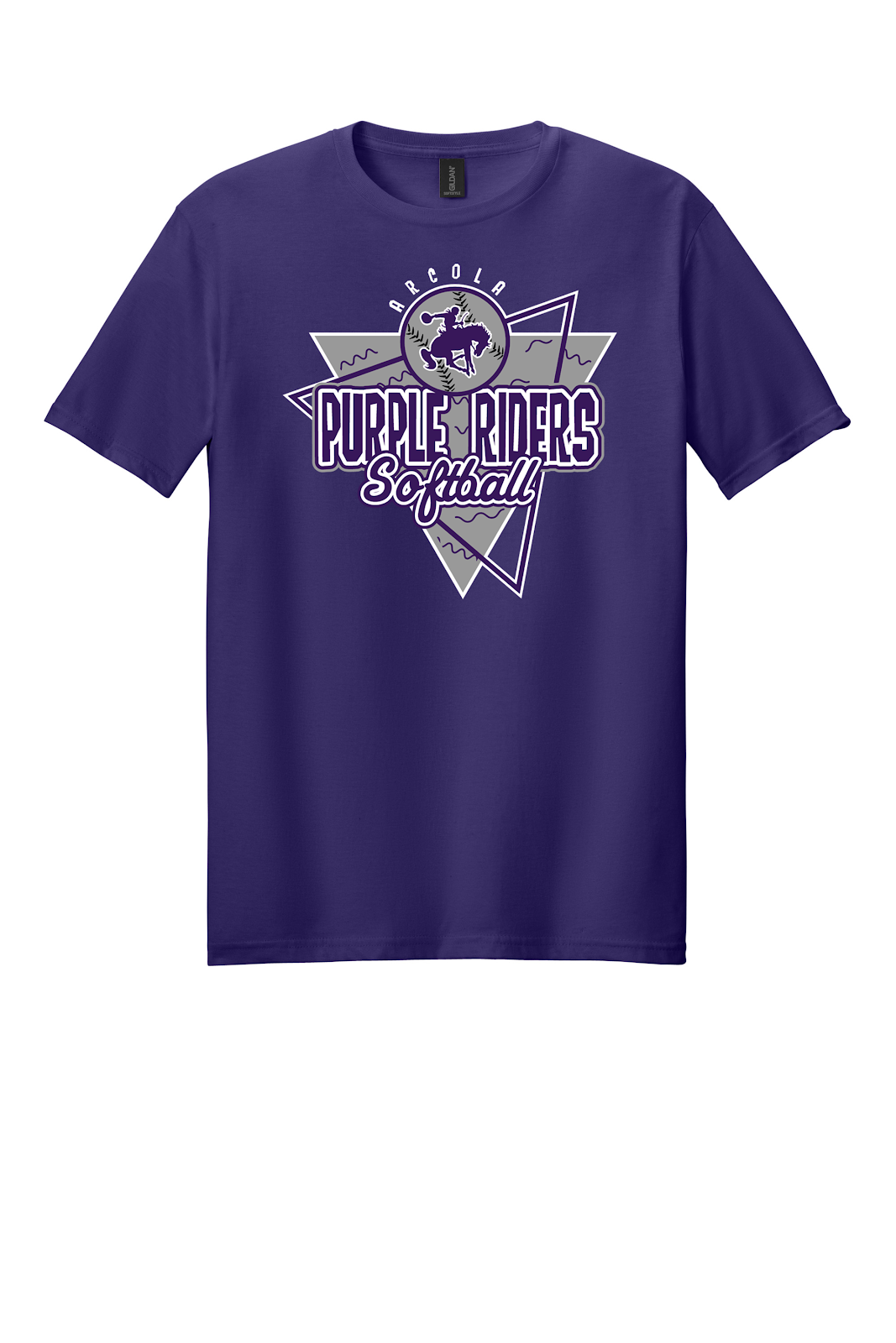 Arcola Purple Riders - Softball - Design 01 - T-Shirt - Gildan 64000 - Purple - Flat Front