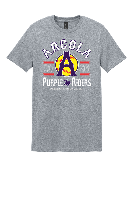 Arcola Purple Riders - Softball - Design 04 - T-Shirt - Gildan 64000 - Sport Grey - Flat Front