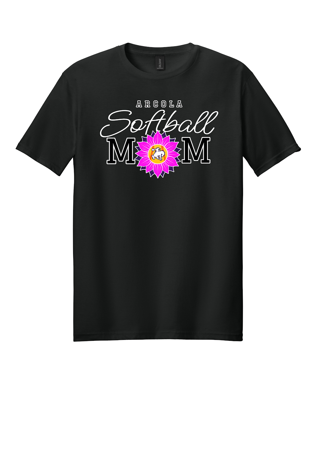Arcola Purple Riders - Softball - Design 02 - T-Shirt - Gildan 64000 - Black