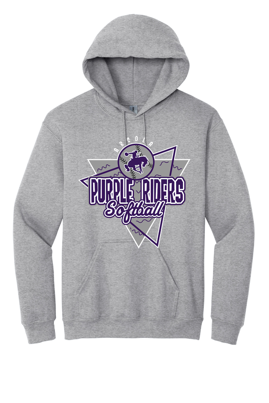 Arcola Purple Riders - Softball - Design 01 - Hoodies - Gildan 18500 - Sport Grey - Flat Front
