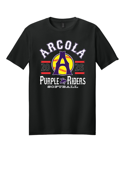 Arcola Purple Riders - Softball - Design 04 - T-Shirt - Gildan 64000 - Black