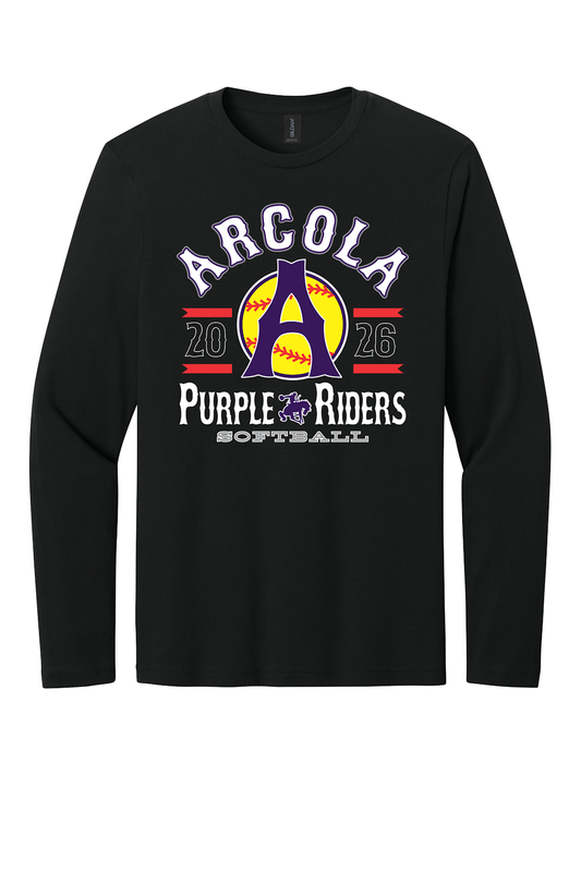 Arcola Purple Riders - Softball - Design 04 - Long Sleeve T - Gildan 64400 - Black