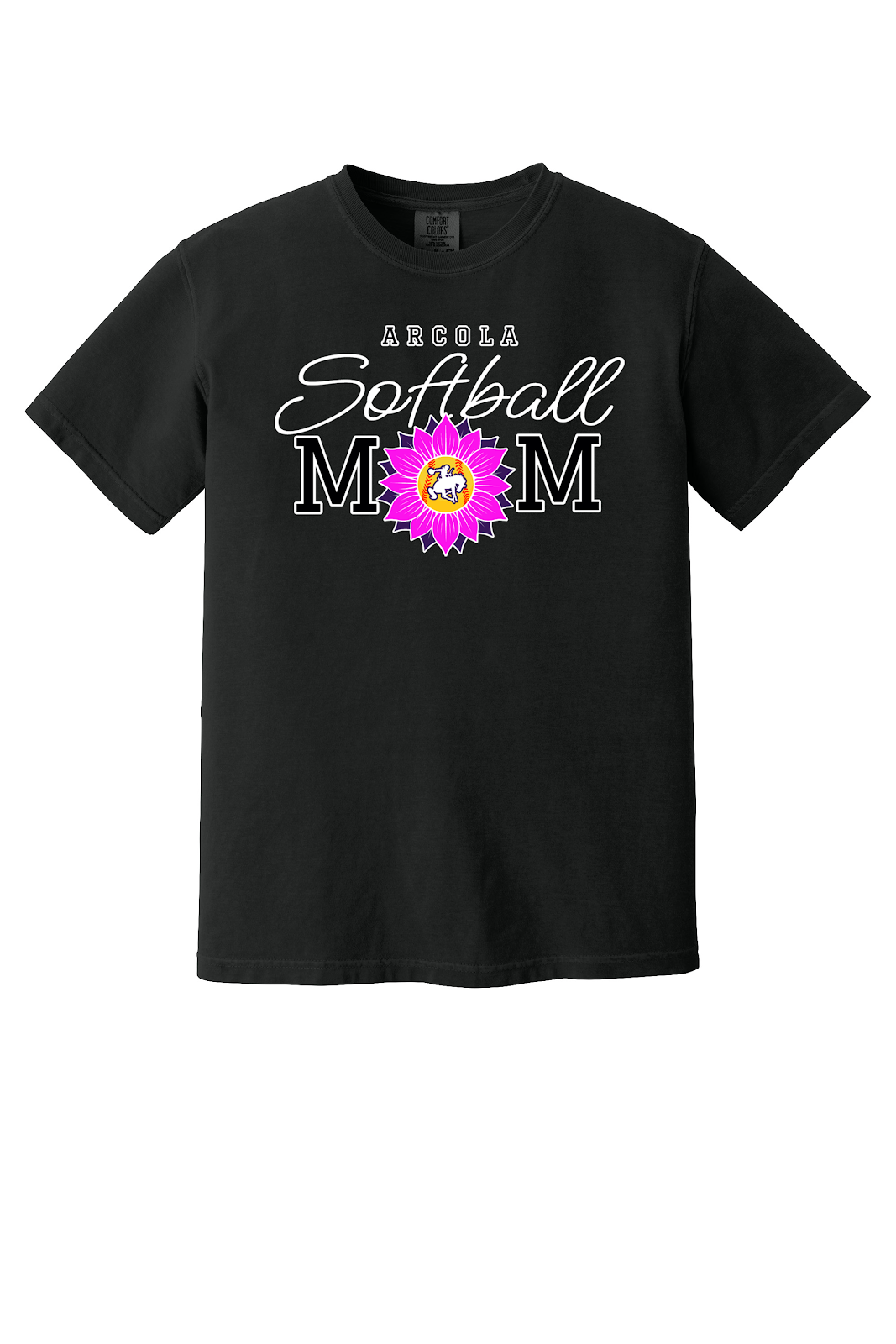 Arcola Purple Riders - Softball - Design 02 - T-Shirt - Comfort Colors 1717 - Black