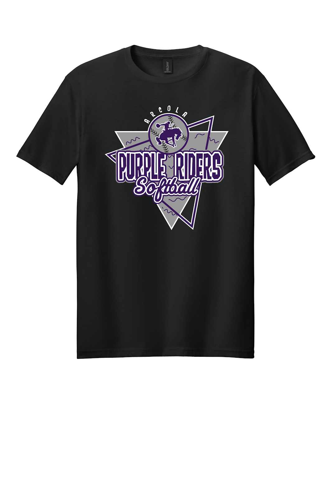 Arcola Purple Riders - Softball - Design 01 - T-Shirt - Gildan 64000 - Black