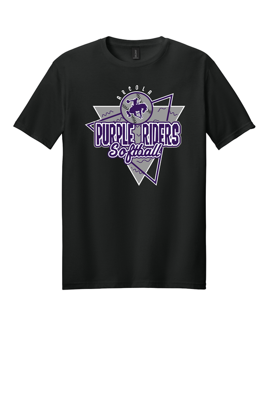 Arcola Purple Riders - Softball - Design 01 - T-Shirt - Gildan 64000 - Black