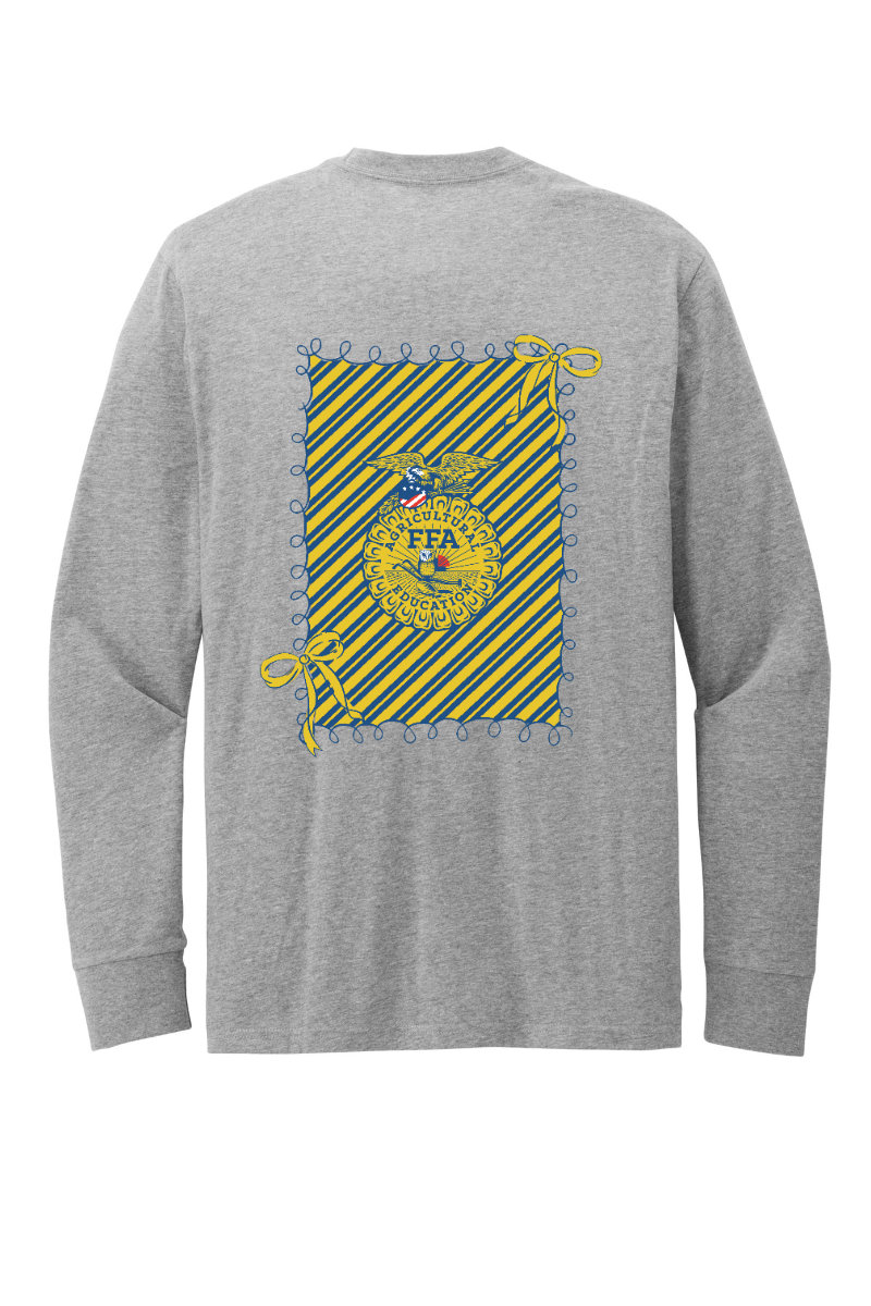 Tuscola FFA 2026 DT109 Light Heather Grey Emblem Logo long sleeve tee back