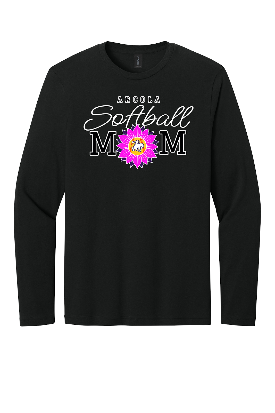 Arcola Purple Riders - Softball - Design 02 - Long Sleeve T - Gildan 64400 - Black