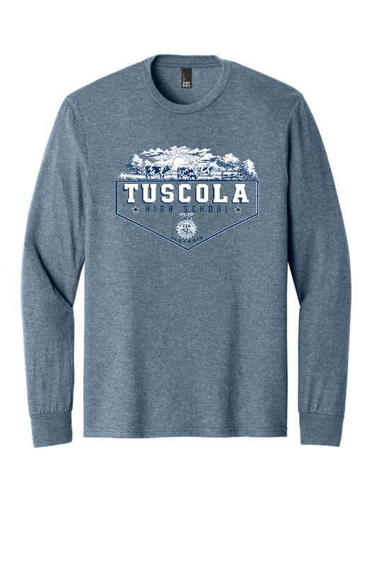 Tuscola FFA 2026 DM132 Flint Blue Heather Tuscola Logo long sleeve tee