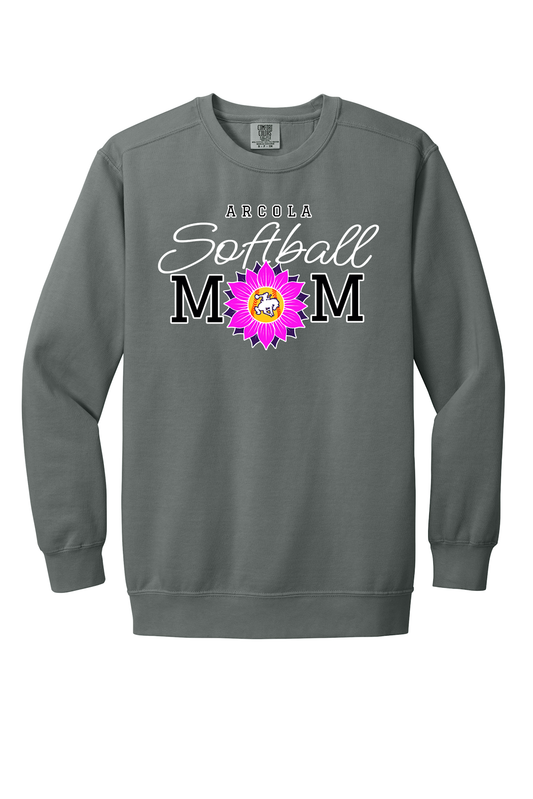 Arcola Purple Riders - Softball - Design 02 - Crewneck Sweatshirt - Comfort Colors 1566 - Grey