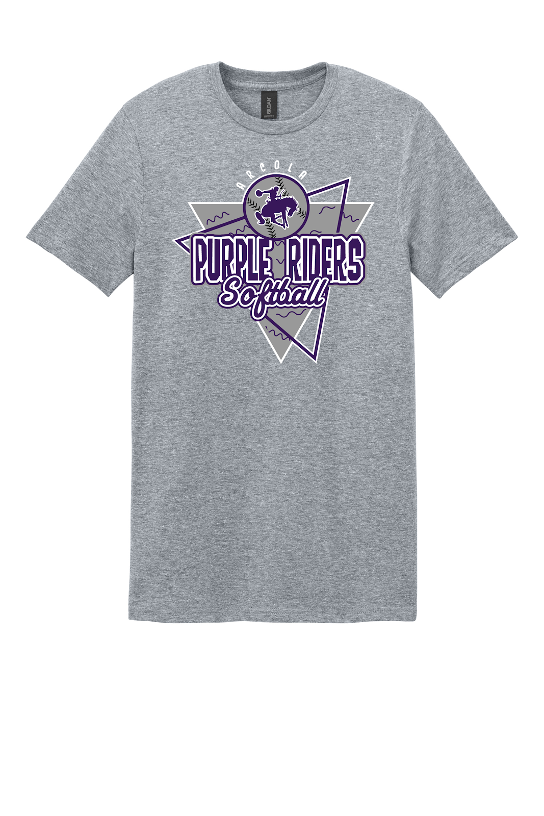 Arcola Purple Riders - Softball - Design 01 - T-Shirt - Gildan 64000 - Sport Grey - Flat Front