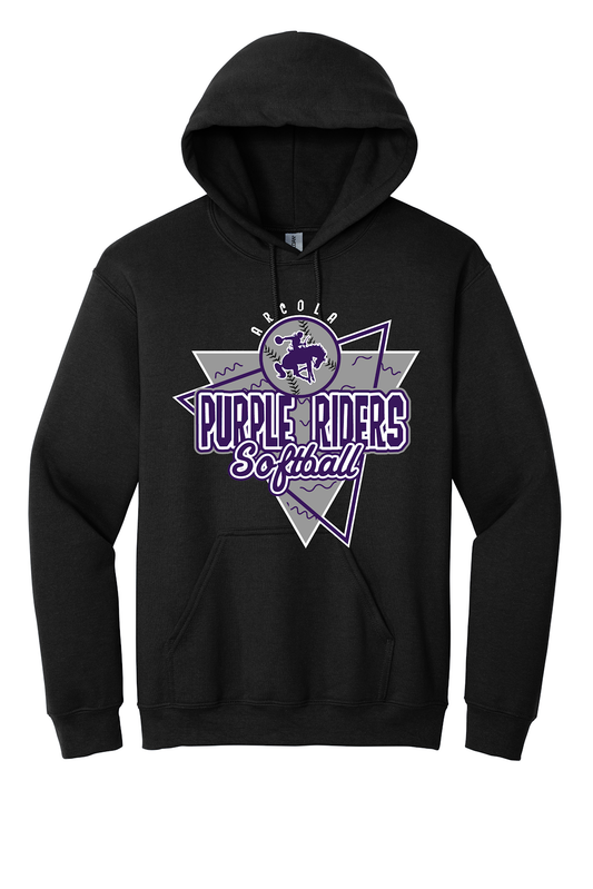 Arcola Purple Riders - Softball - Design 01 - Hoodies - Gildan 18500 - Black