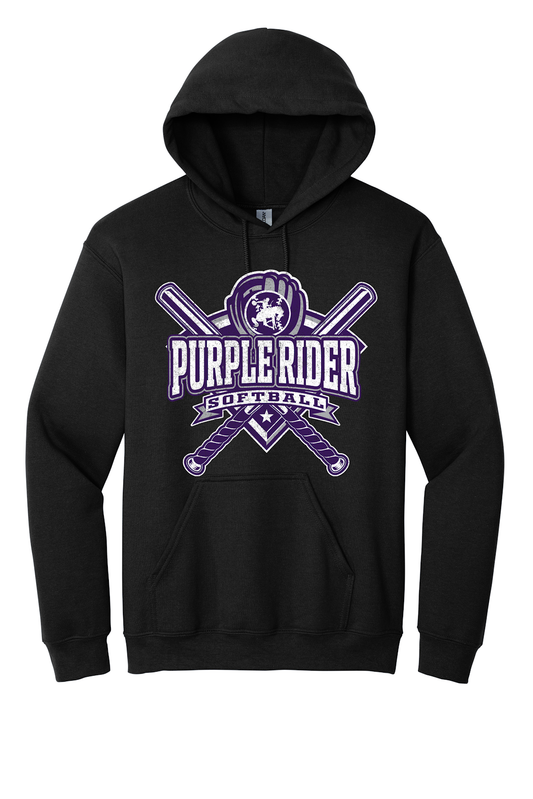 Arcola Purple Riders - Softball - Design 03 - Hoodies - Gildan 18500 - Black