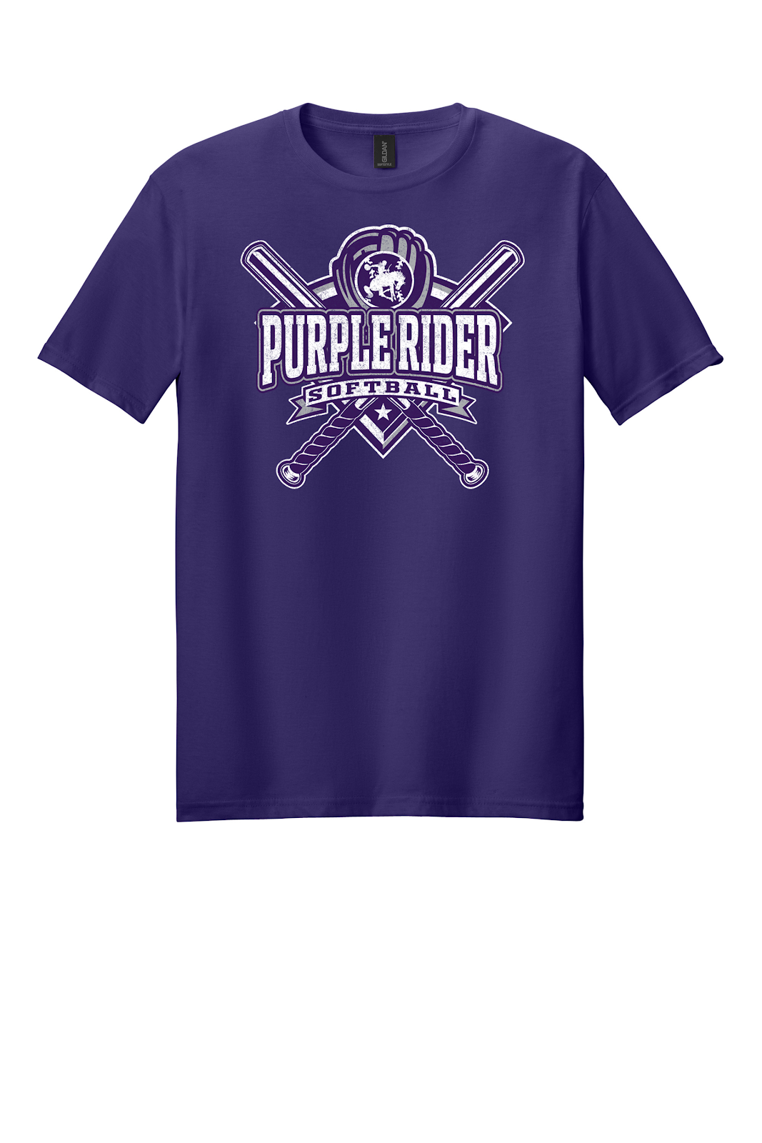 Arcola Purple Riders - Softball - Design 03 - T-Shirt - Gildan 64000 - Purple - Flat Front