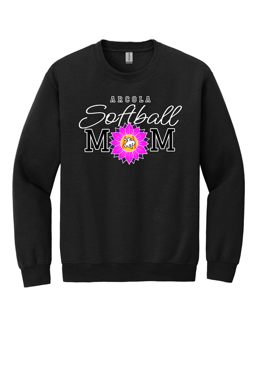 Arcola Purple Riders - Softball - Design 02 - Crewneck Sweatshirt - Gildan 18000 - Black